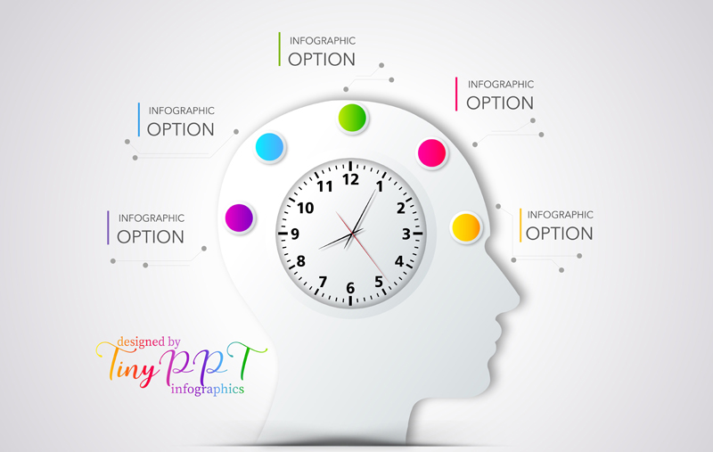Businessman Head With Colorful Spots Infographics Businessman Head With Colorful Spots Infographics