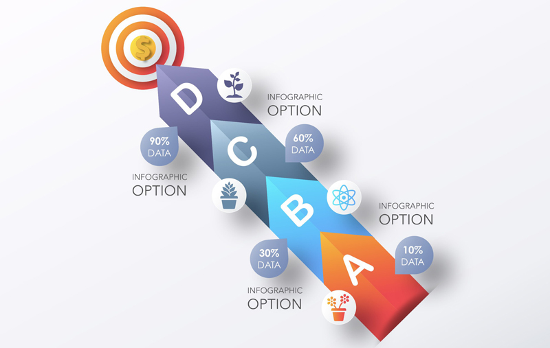 Step Up Arrow Staircase Dart Diagram Business – TinyPPT