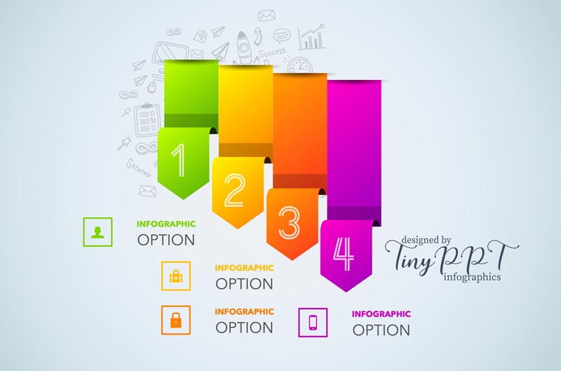 List Ribbon Staircase Infographic Concept