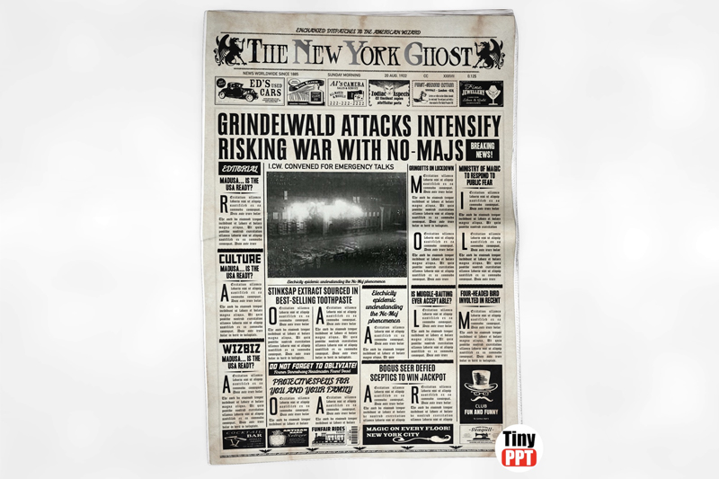 New York Ghost - Fantastic Beasts Newspaper PowerPoint Template