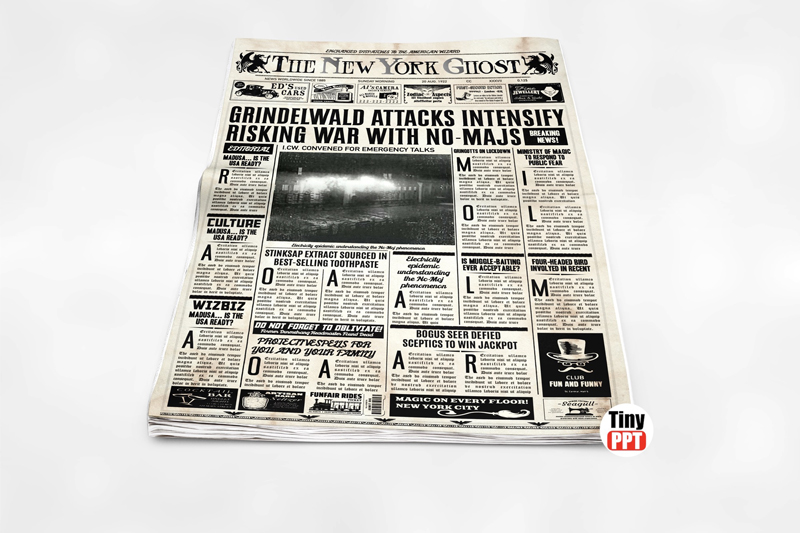 New York Ghost - Fantastic Beasts Newspaper PowerPoint Template