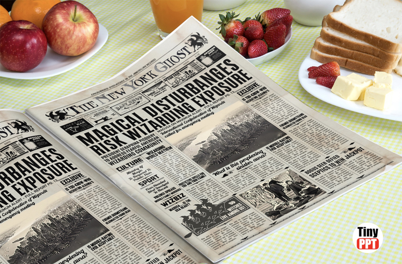 New York Ghost - Fantastic Beasts Newspaper PPT Template